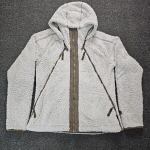 Kuhl Flight Jacket Womens Medium Beige Sherpa Fleece Full Zip Hooded Lined
